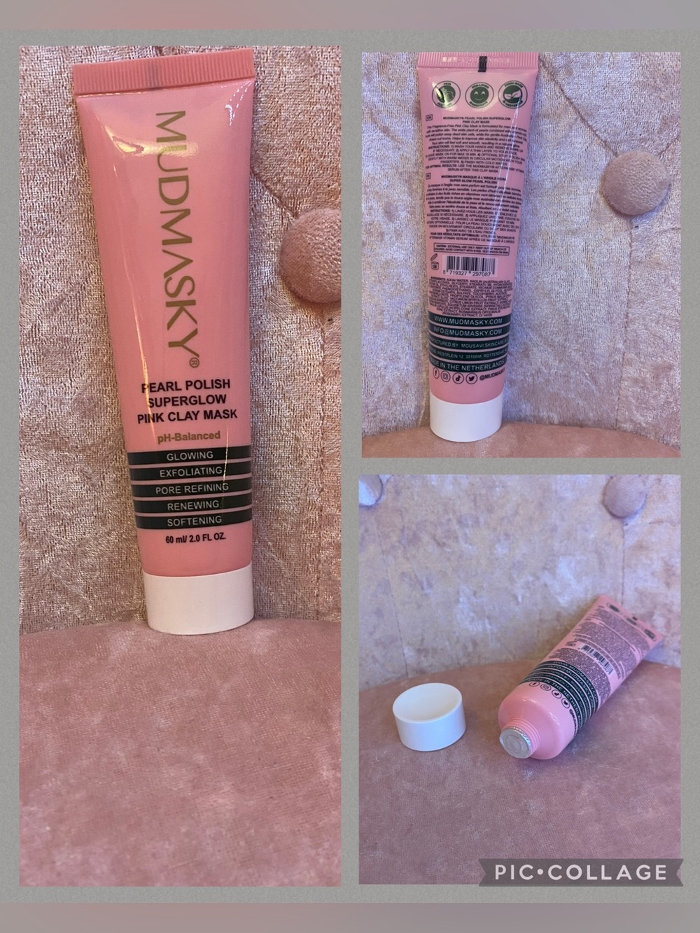 Mudmaskey pearl polish superglow pink clay mask ph balanced 60ml 2.0 OZ